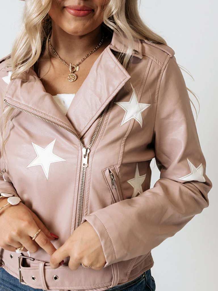 Zenana Pink Leather Jacket